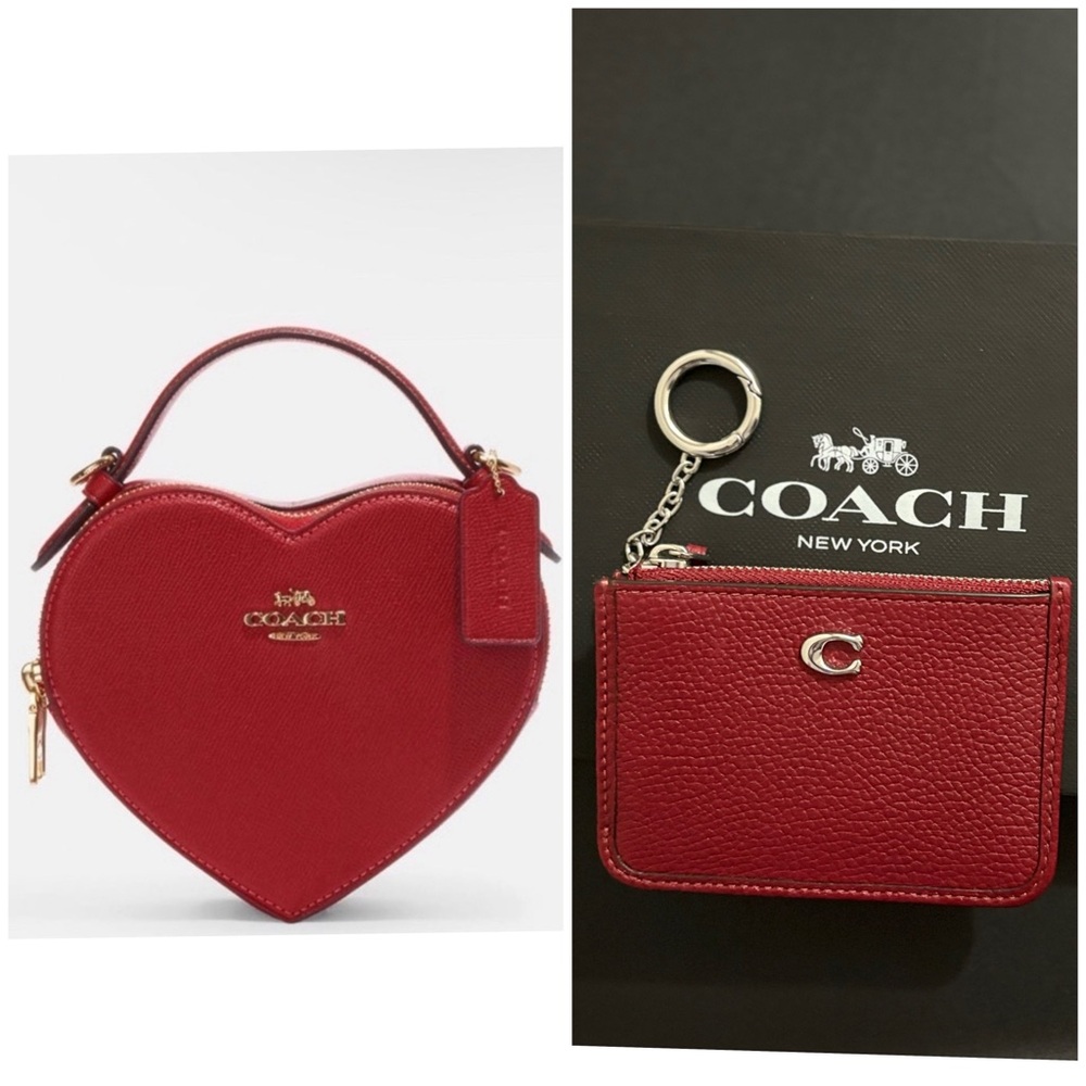 Coach Heart-Shaped Bag in Red & Card id wallet BUNDLE ♥️
